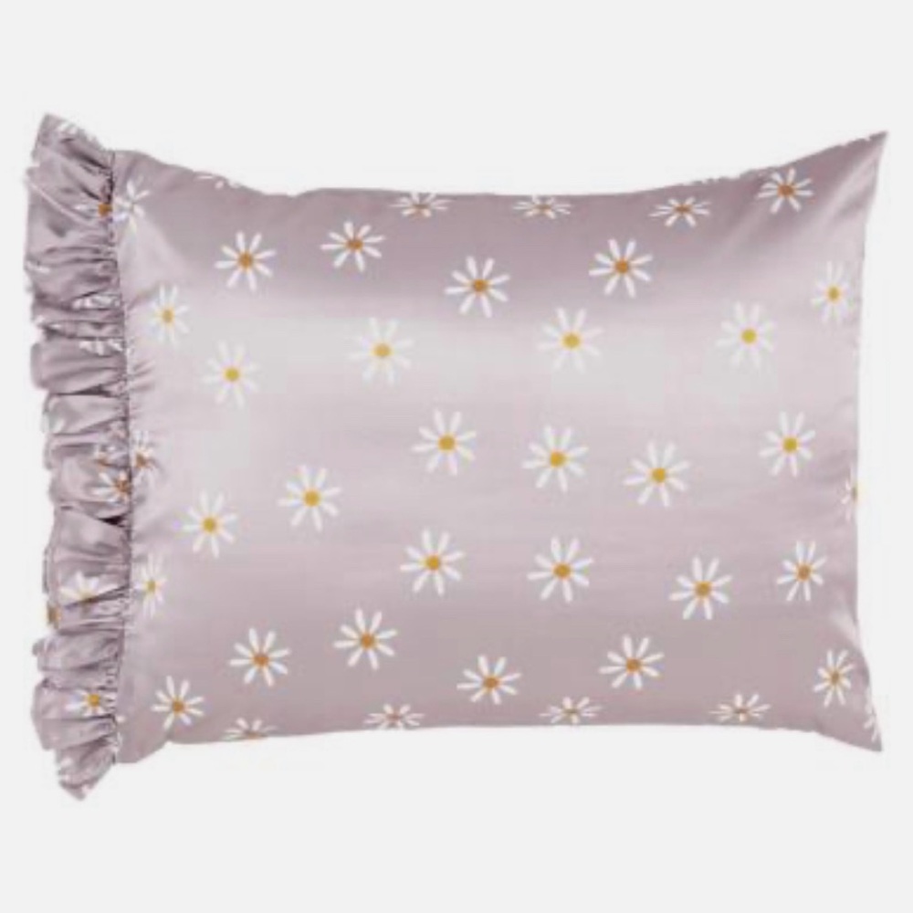 BELLA Sleep & Spa Ruffled Satin Standard Pillowcases - Daisy (Bundle of 2)